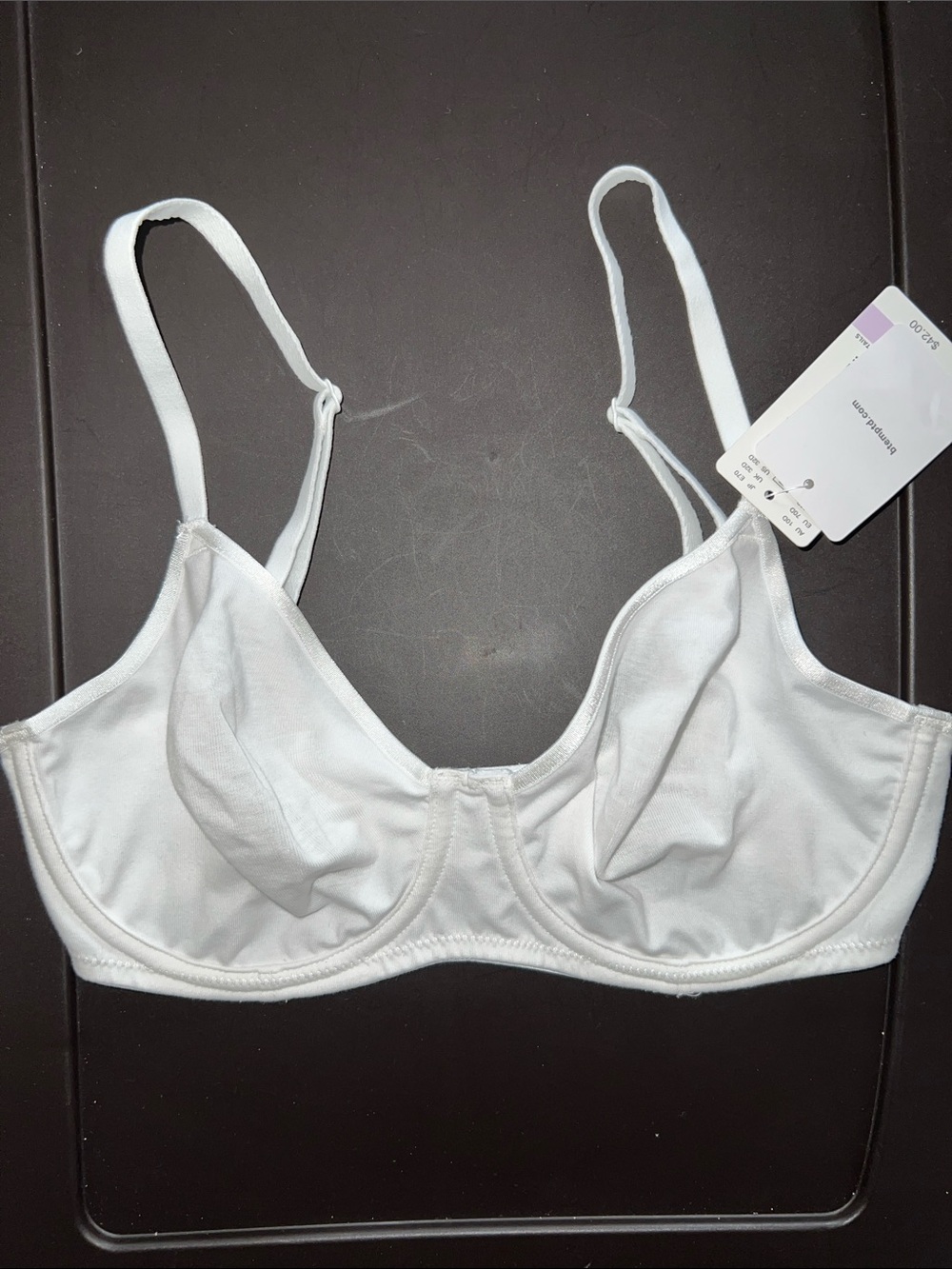 b.tempt’d by Wacoal Cotton to a Tee Unlined Underwire Bra, White, Size: 32D